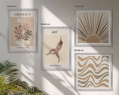 Wall art set with Matisse inspired boho abstract patterns