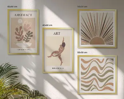 Wall art set with Matisse inspired boho abstract patterns