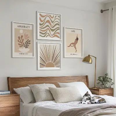 Wall art set with Matisse inspired boho abstract patterns