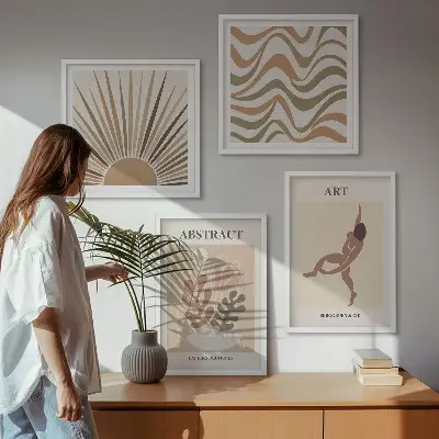 Wall art set with Matisse inspired boho abstract patterns