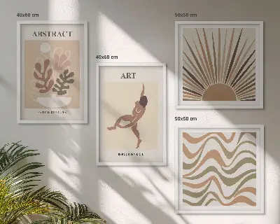 Wall art set with Matisse inspired boho abstract patterns