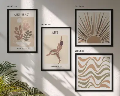 Wall art set with Matisse inspired boho abstract patterns
