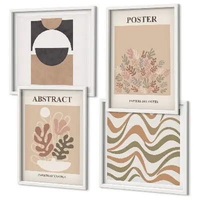 Abstract shapes wall art set set of 4 pieces