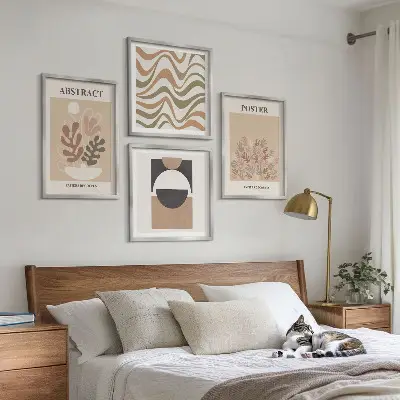Abstract shapes wall art set set of 4 pieces