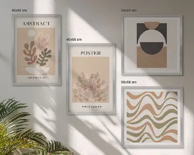 Abstract shapes wall art set set of 4 pieces