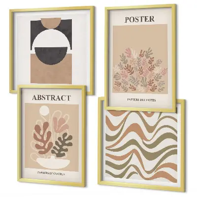 Abstract shapes wall art set set of 4 pieces