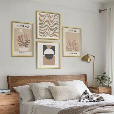 Set of 4 wall art pieces Abstract shapes patterns
