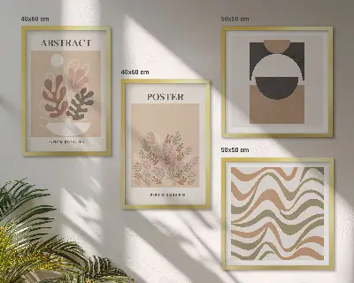 Set of 4 wall art pieces Abstract shapes patterns