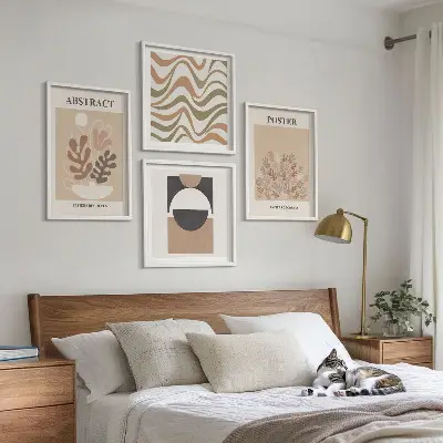 Abstract shapes wall art set set of 4 pieces