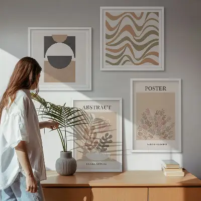 Abstract shapes wall art set set of 4 pieces