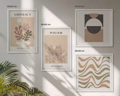 Set of 4 wall art pieces Abstract shapes patterns