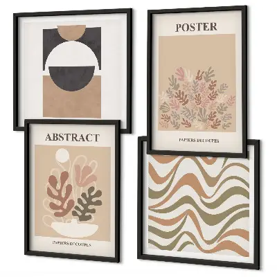 Abstract shapes wall art set set of 4 pieces