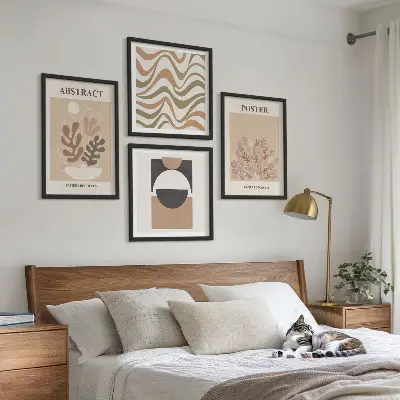 Abstract shapes wall art set set of 4 pieces