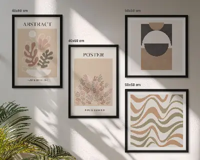 Abstract shapes wall art set set of 4 pieces