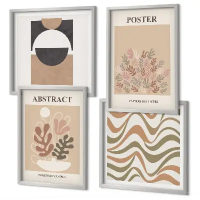 Abstract shapes wall art set set of 4 pieces