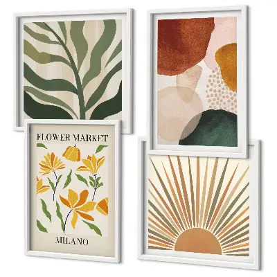 Multi-piece wall decor set with abstract floral motifs