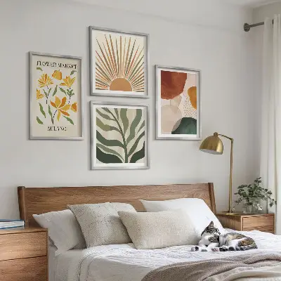 Multi-piece wall decor set with abstract floral motifs