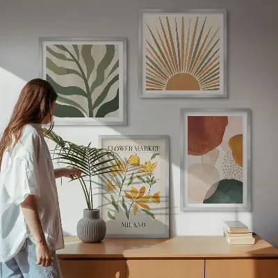 Multi-piece wall decor set with abstract floral motifs