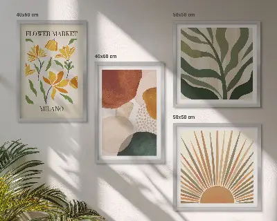 Multi-piece wall decor set with abstract floral motifs