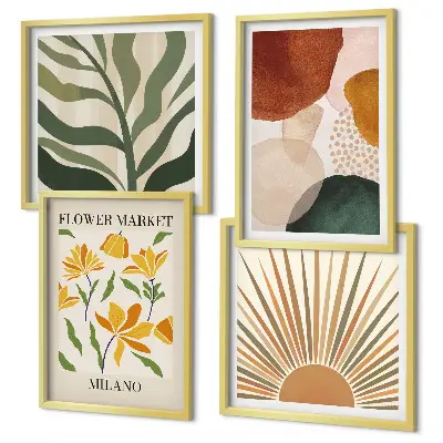 Multi-piece wall decor set with abstract floral motifs