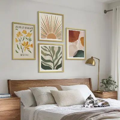 Multi-piece wall decor set with abstract floral motifs