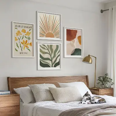Multi-piece wall decor set with abstract floral motifs