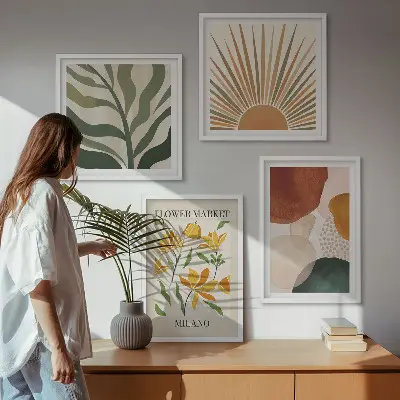 Multi-piece wall decor set with abstract floral motifs