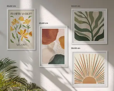 Multi-piece wall decor set with abstract floral motifs