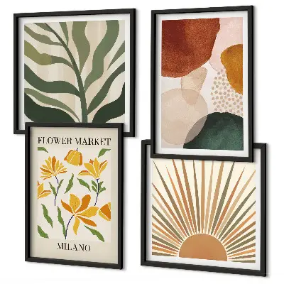 Multi-piece wall decor set with abstract floral motifs