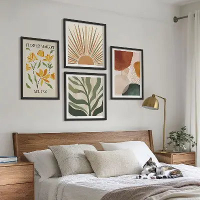 Multi-piece wall decor set with abstract floral motifs
