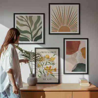 Multi-piece wall decor set with abstract floral motifs