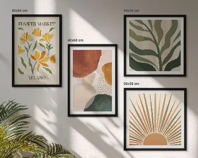 Multi-piece wall decor set with abstract floral motifs