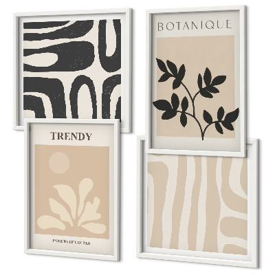 Wall art set Stylish plant patterns in beige and black