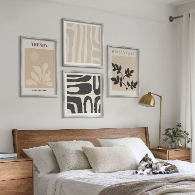 Wall art set Stylish plant patterns in beige and black