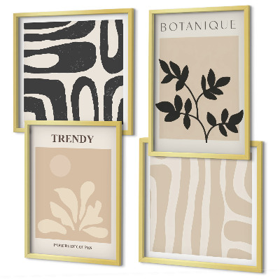 Wall art set Stylish plant patterns in beige and black