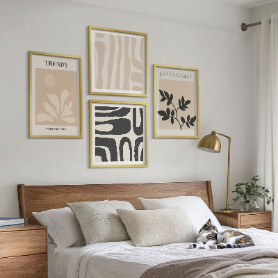Wall art set Stylish plant patterns in beige and black