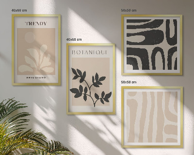 Wall art set Stylish plant patterns in beige and black