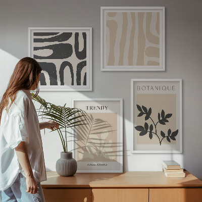 Wall art set Stylish plant patterns in beige and black