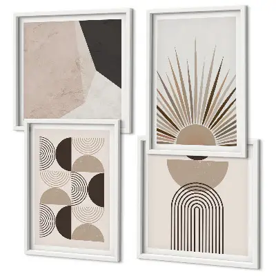 Set of 4 abstract wall art pieces in beige and brown shapes
