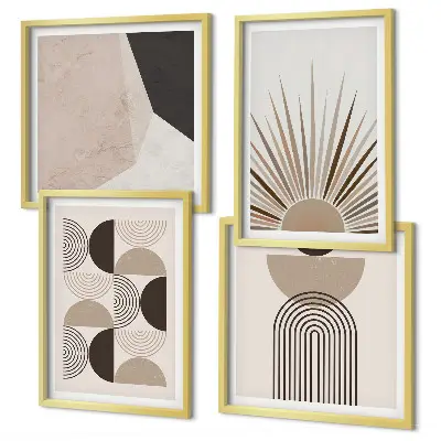 Set of 4 abstract wall art pieces in beige and brown shapes