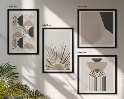 Set of 4 wall art pieces Abstract beige and brown shapes