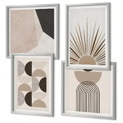 Set of 4 abstract wall art pieces in beige and brown shapes