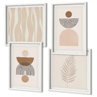 Multi-piece wall art set abstract shapes in brown and beige