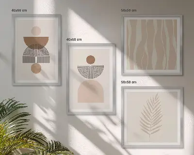 Multi-piece wall art set abstract shapes in brown and beige