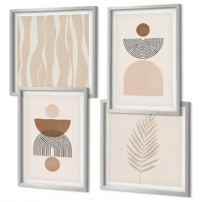 Multi-piece wall art set abstract shapes in brown and beige