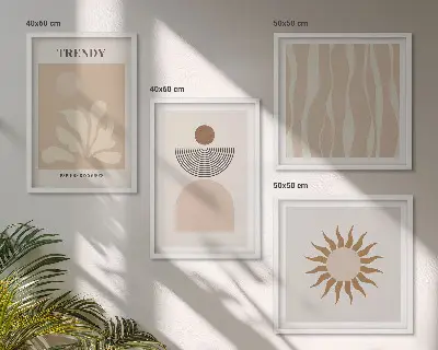 Wall art set Stylish abstract beiges