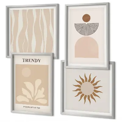 Wall art set Stylish abstract beiges