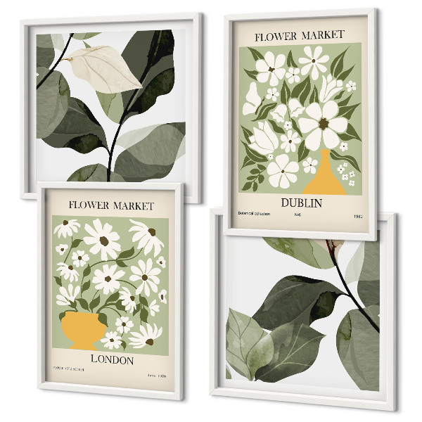 Set of 4 wall art pieces Floral patterns London Dublin