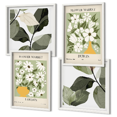 Set of 4 wall art pieces Floral patterns London Dublin