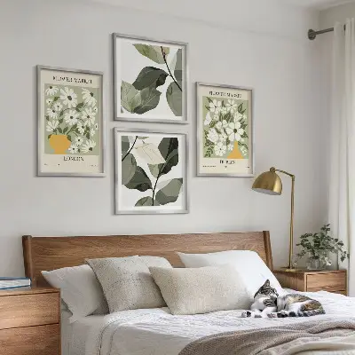 Set of 4 floral pattern wall art pieces featuring London and Dublin designs
